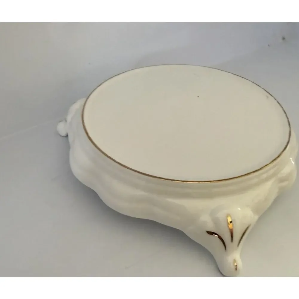 Vintage Royal Staffordshire Gold Accents & White Teapot Trivet Stand 4.25”